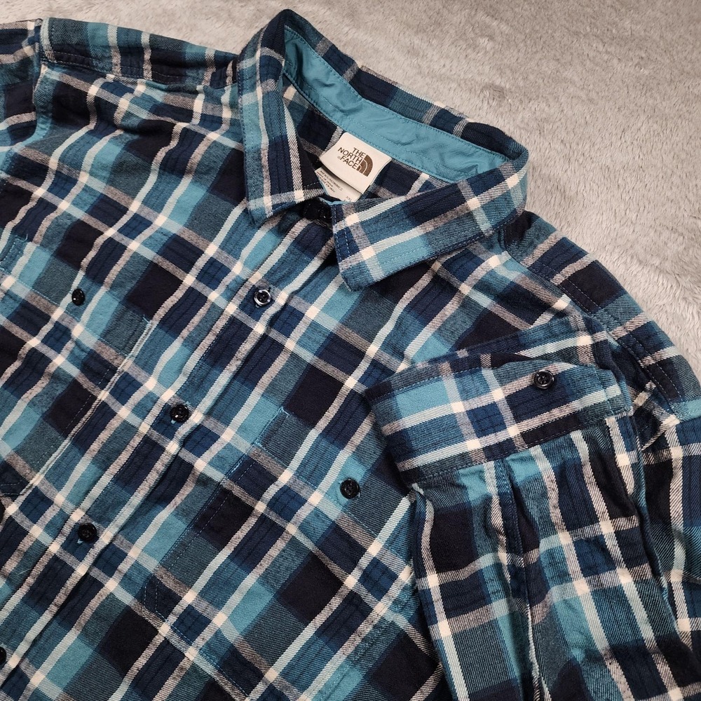 The North Face Shirt Mens 2XL Blue Plaid Flannel Long Sleeve Lined Button Up